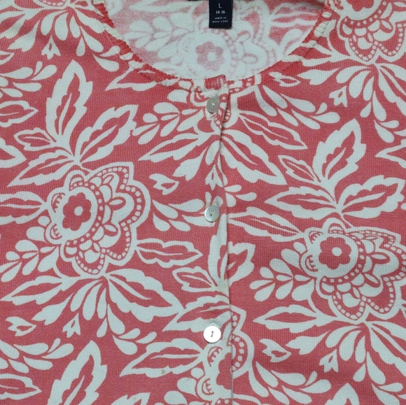 Lands End peachy color floral button front cardigan sweater Size L - Picture 7 of 12